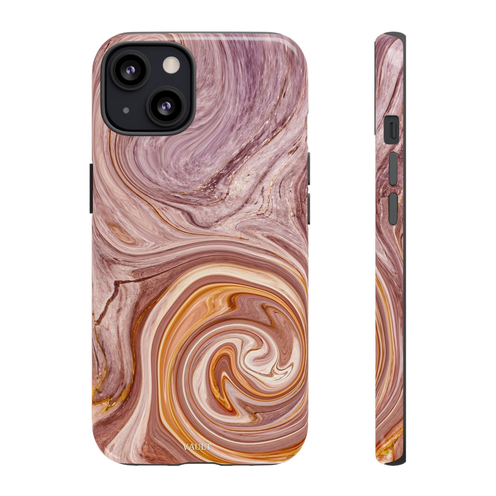Marble Swirl Phone Case — Pink & Gold Abstract Tough Case