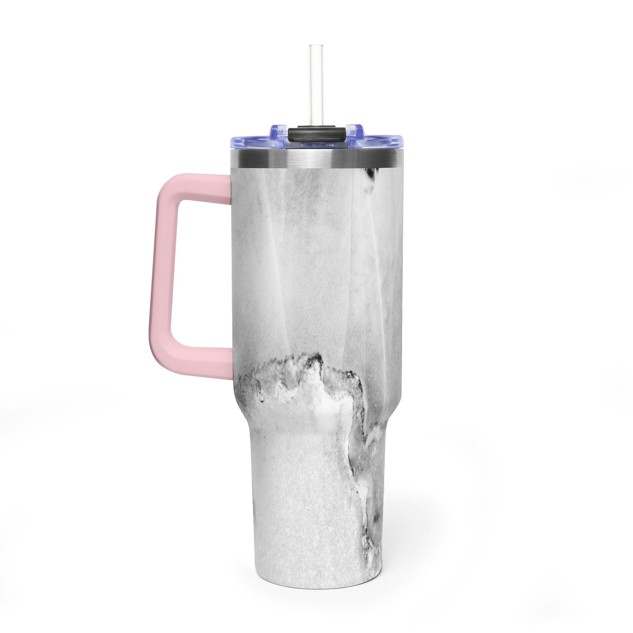 40oz Marble Vacuum Tumbler — Insulated Travel Mug with Handle