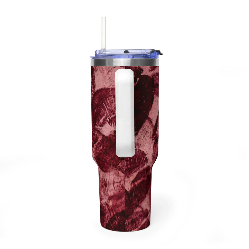 40oz Vacuum Tumbler - Burgundy Rose Marble Insulated Travel Cup
