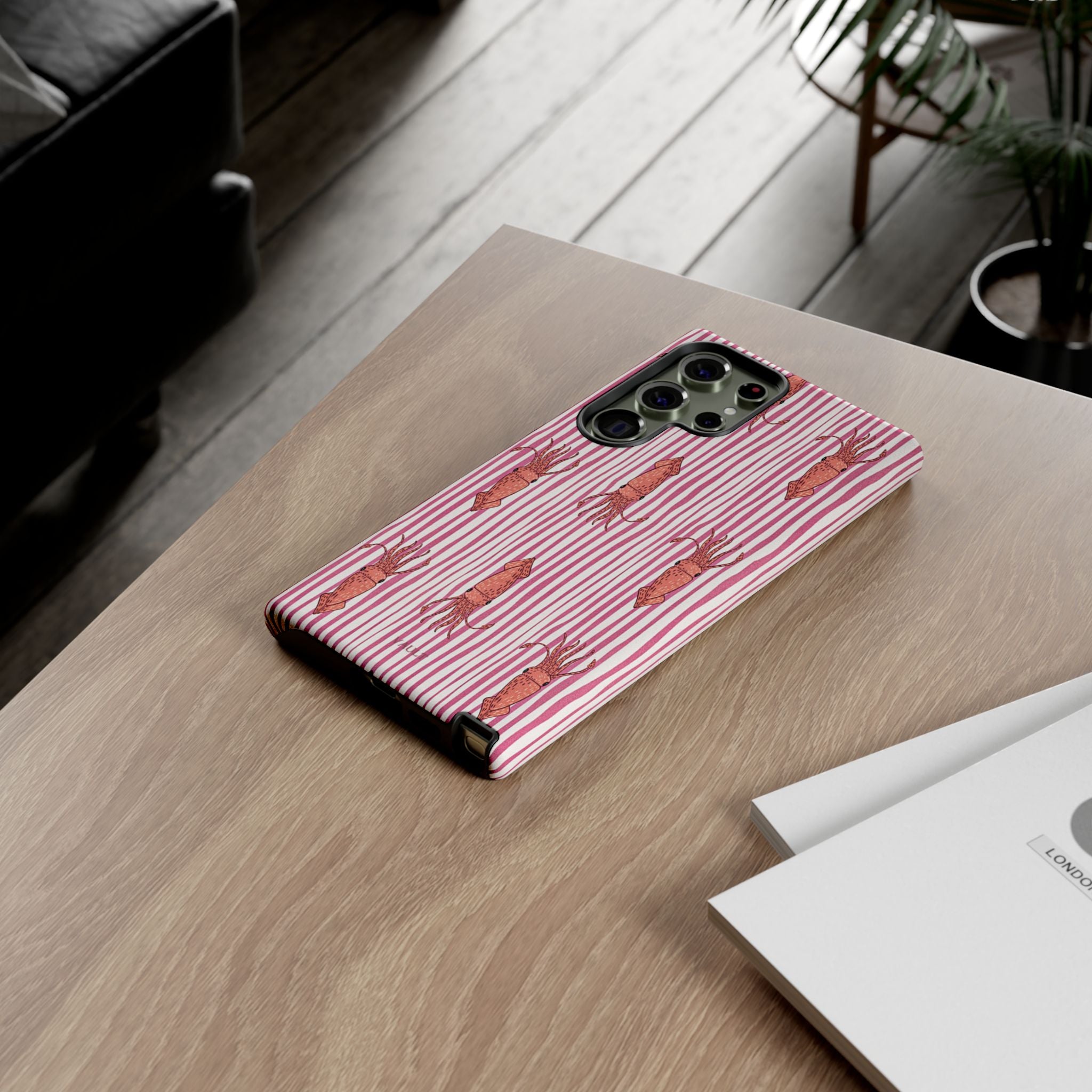 Squid Stripe Phone Case — Pink Nautical Sea Creature Pattern