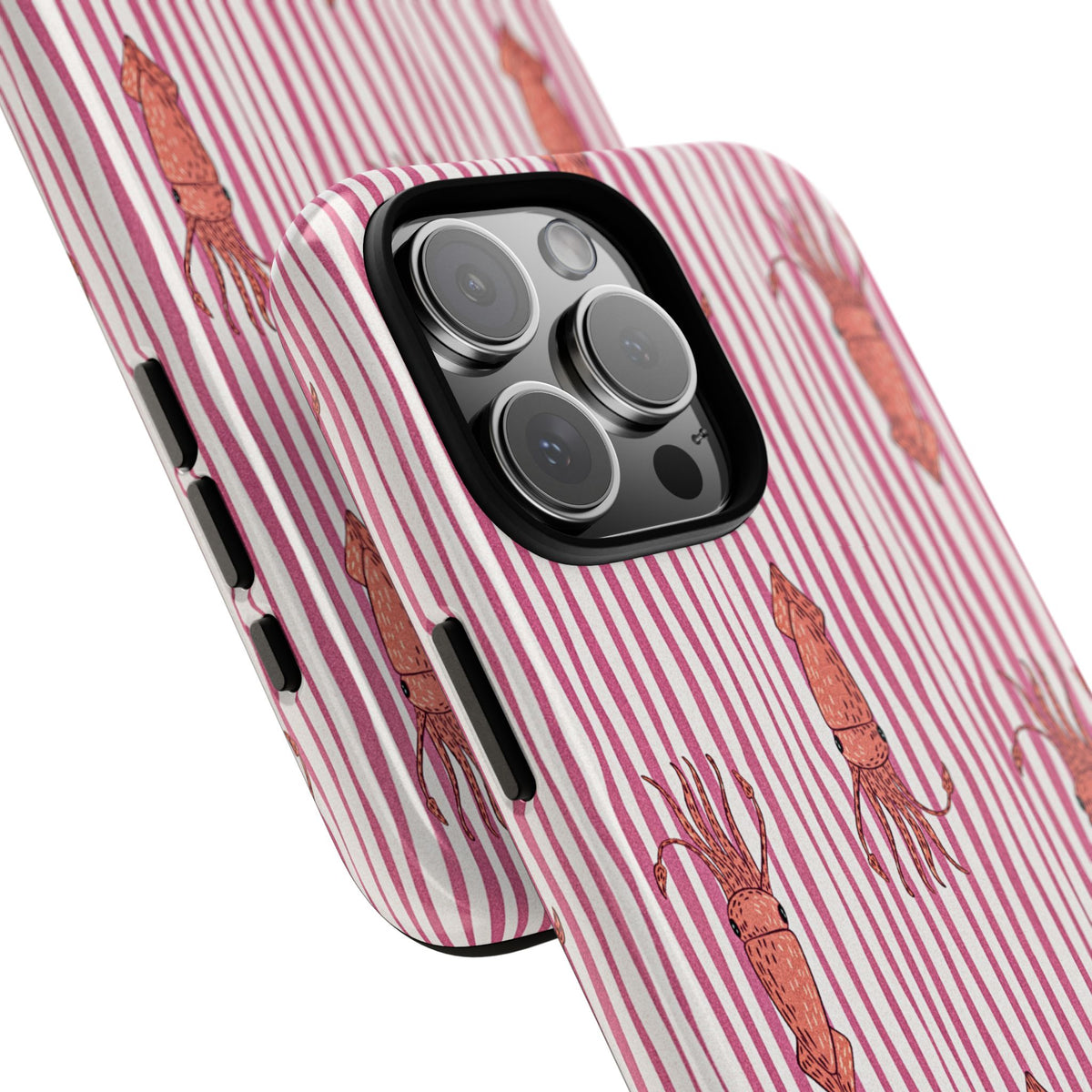 Squid Stripe Phone Case — Pink Nautical Sea Creature Pattern