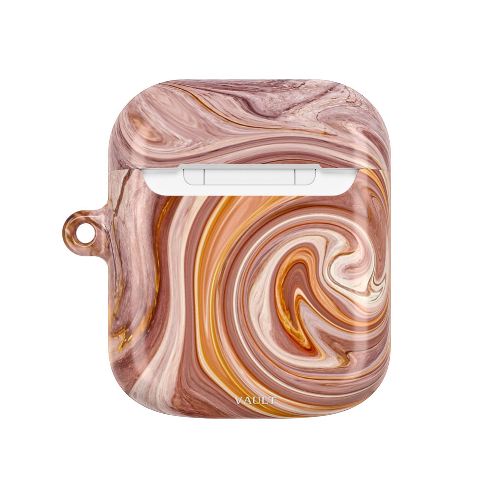 Marble Swirl AirPod Case — Pink & Gold Abstract Protective Cover
