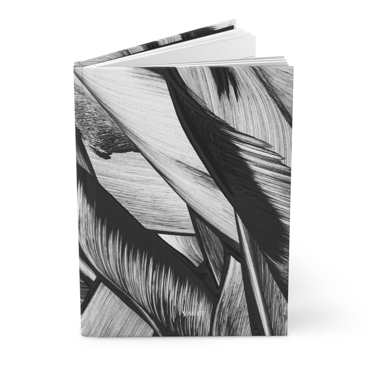 Monochrome Tropical Leaves Hardcover Journal
