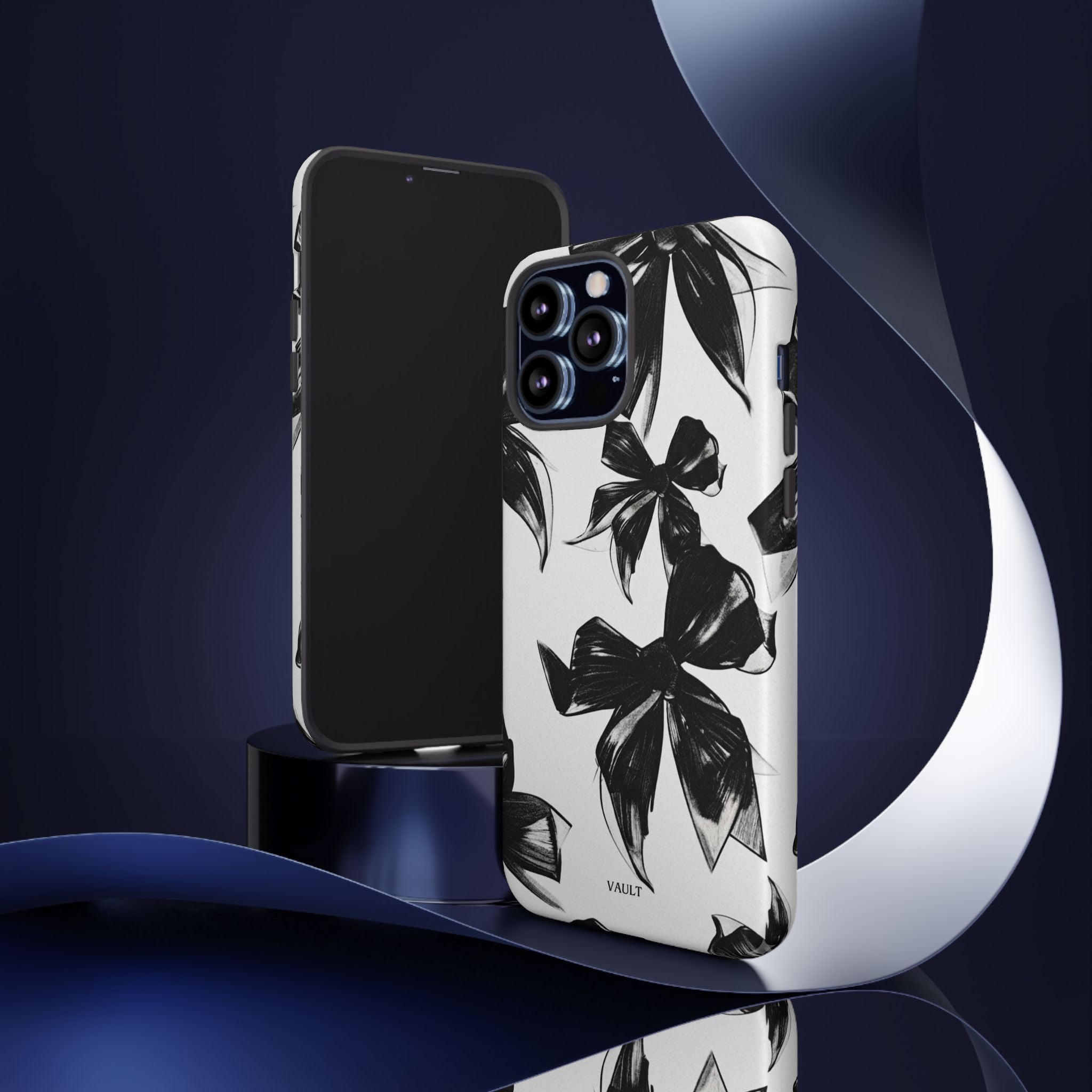 Floral Brushstroke Phone Case — Black & White Botanical Tough Case