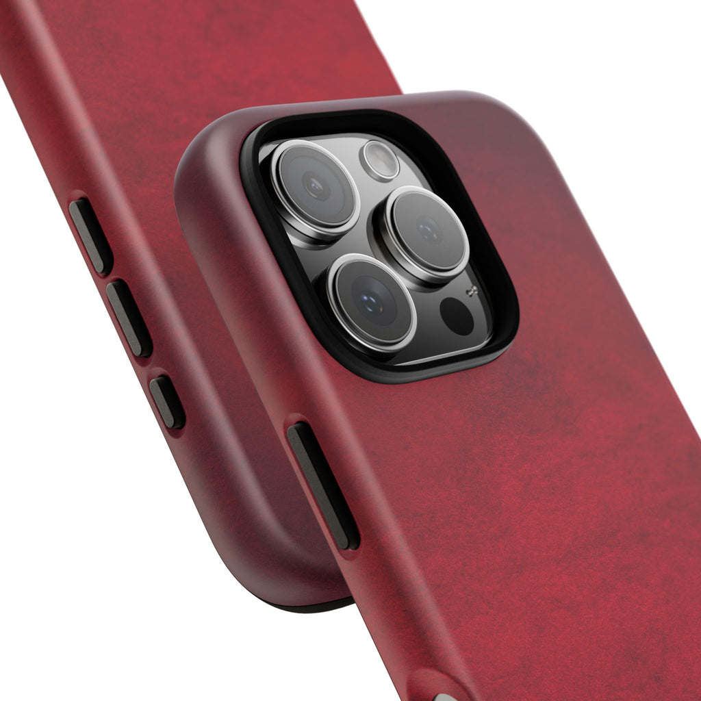 Red Leather Texture Phone Case Impact-Resistant Case