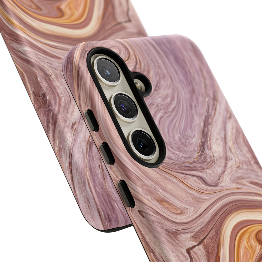 Marble Swirl Phone Case — Pink & Gold Abstract Tough Case