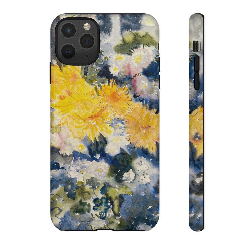 Floral Watercolor Phone Case – Yellow Chrysanthemums Design