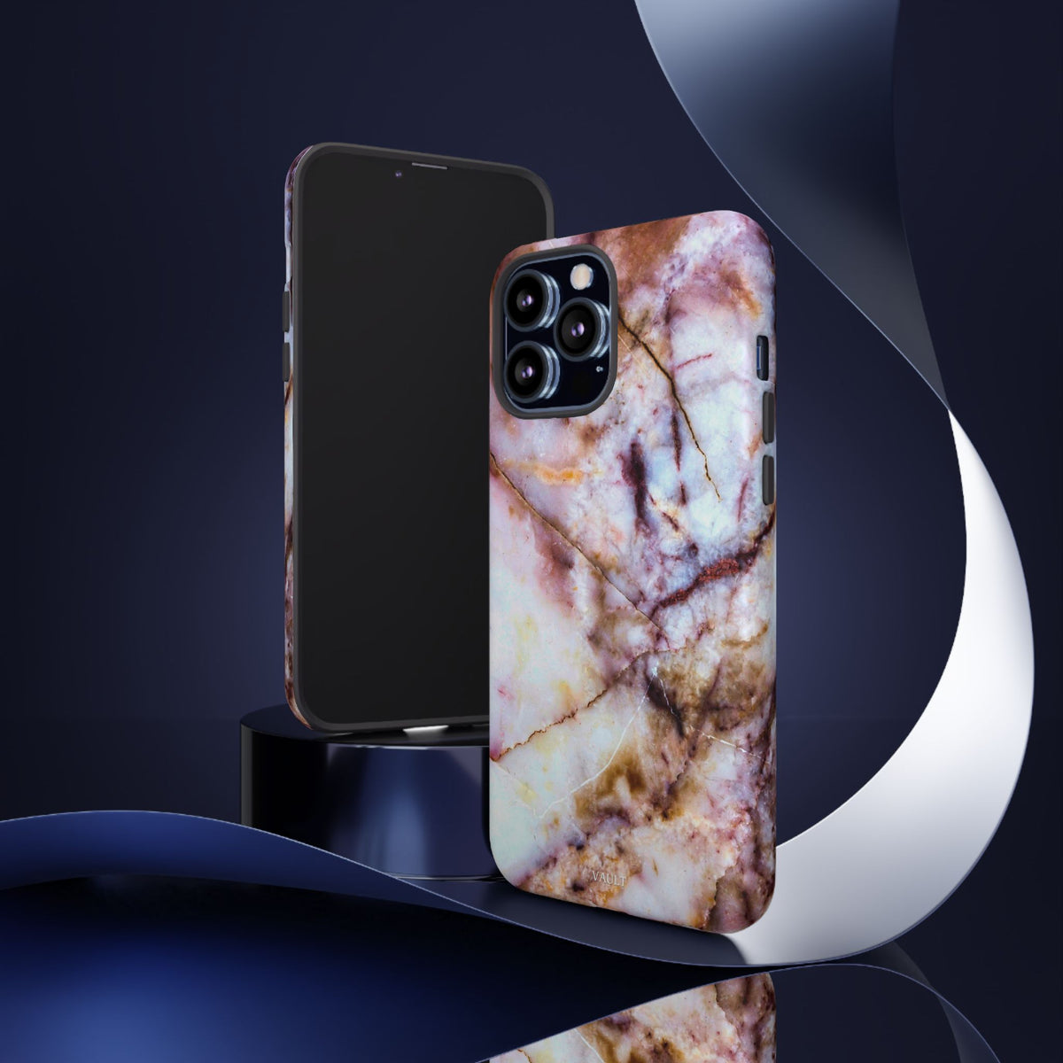 Marble Vein Tough Phone Case — Pink Quartz Protective Cover