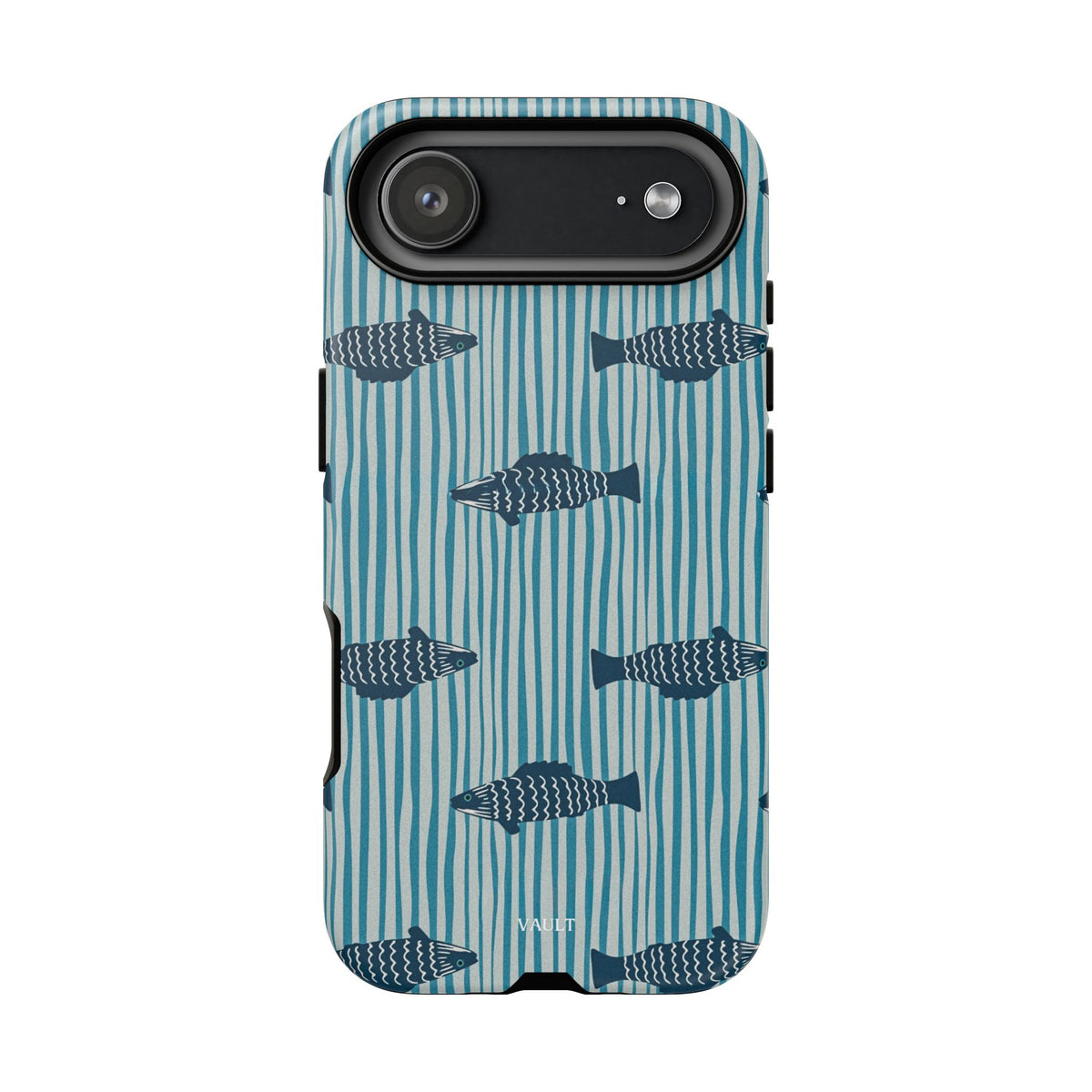 Fish Pattern Tough Phone Case — Blue Striped Ocean Design