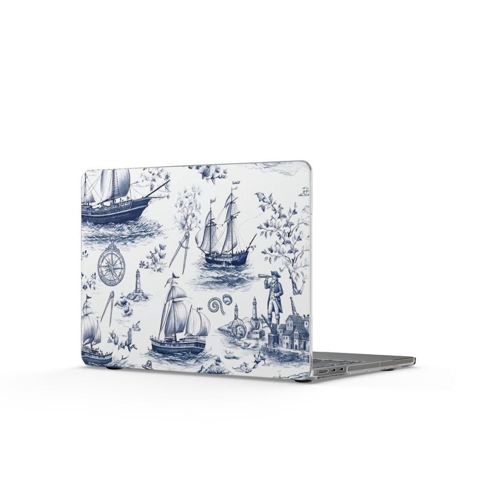 Nautical Toile MacBook Case — Blue Sailboat Laptop Cover