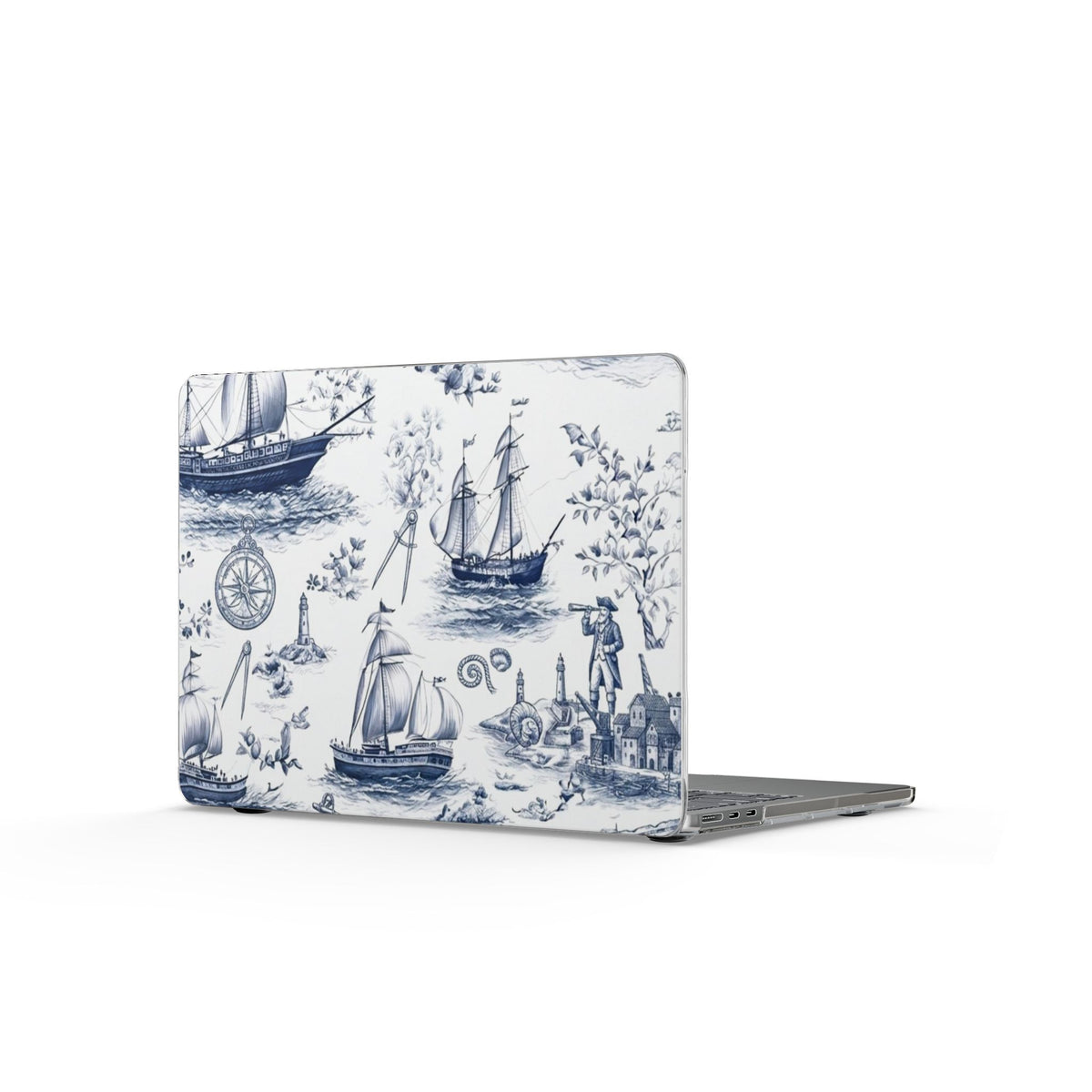 Nautical Toile MacBook Case — Blue Sailboat Laptop Cover