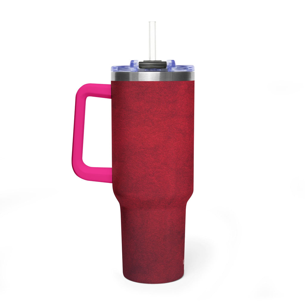 40oz Red Vacuum Tumbler – Insulated Travel Mug with Straw & Handle