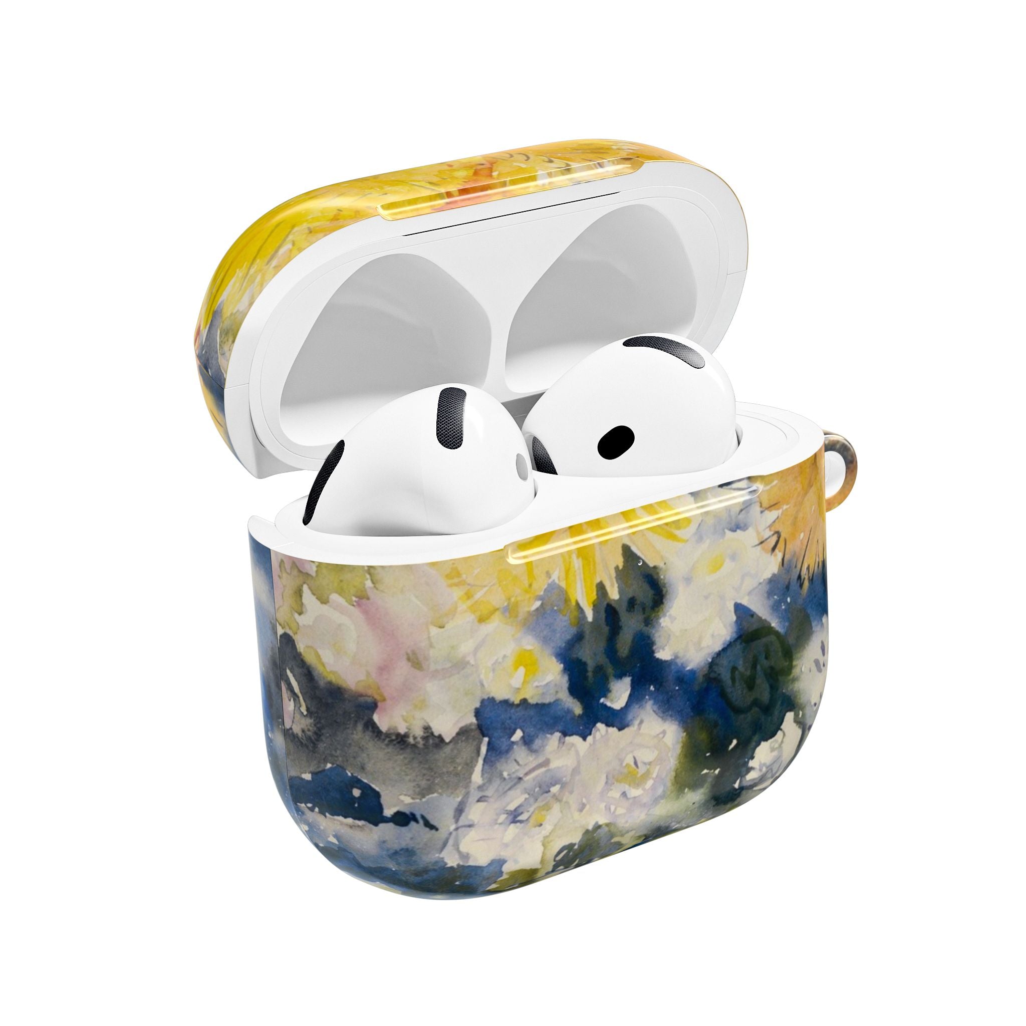 Floral Watercolor AirPod Case — Yellow Blue Sunflower Art Protective Cover