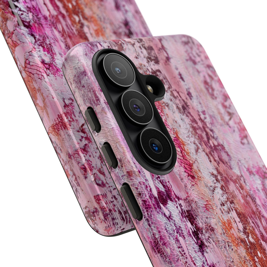 Pink Abstract Art Tough Phone Case — Protective Artistic Phone Cover