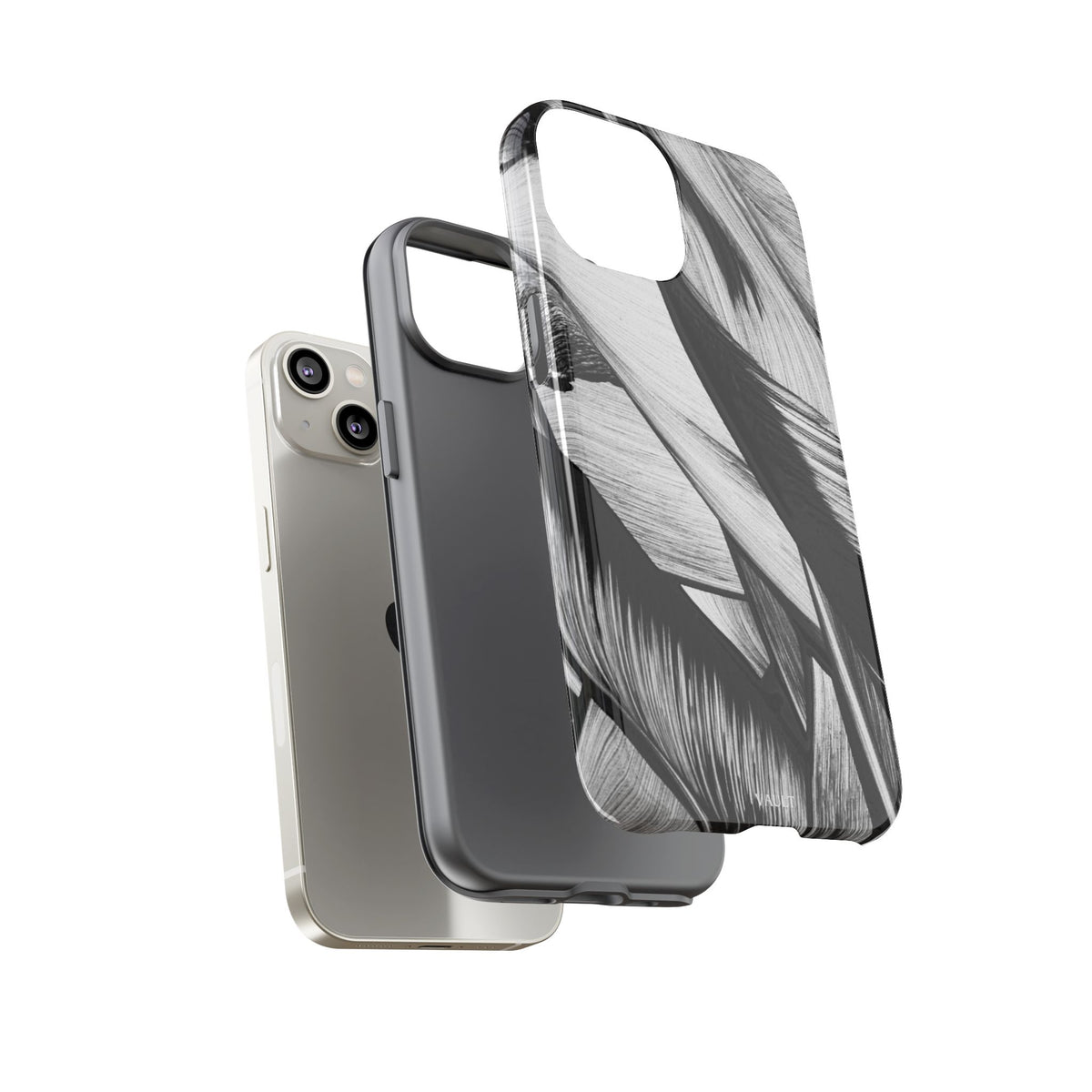 Monochrome Tropical Leaf Tough Phone Case — Black & White Botanical Protective Cover