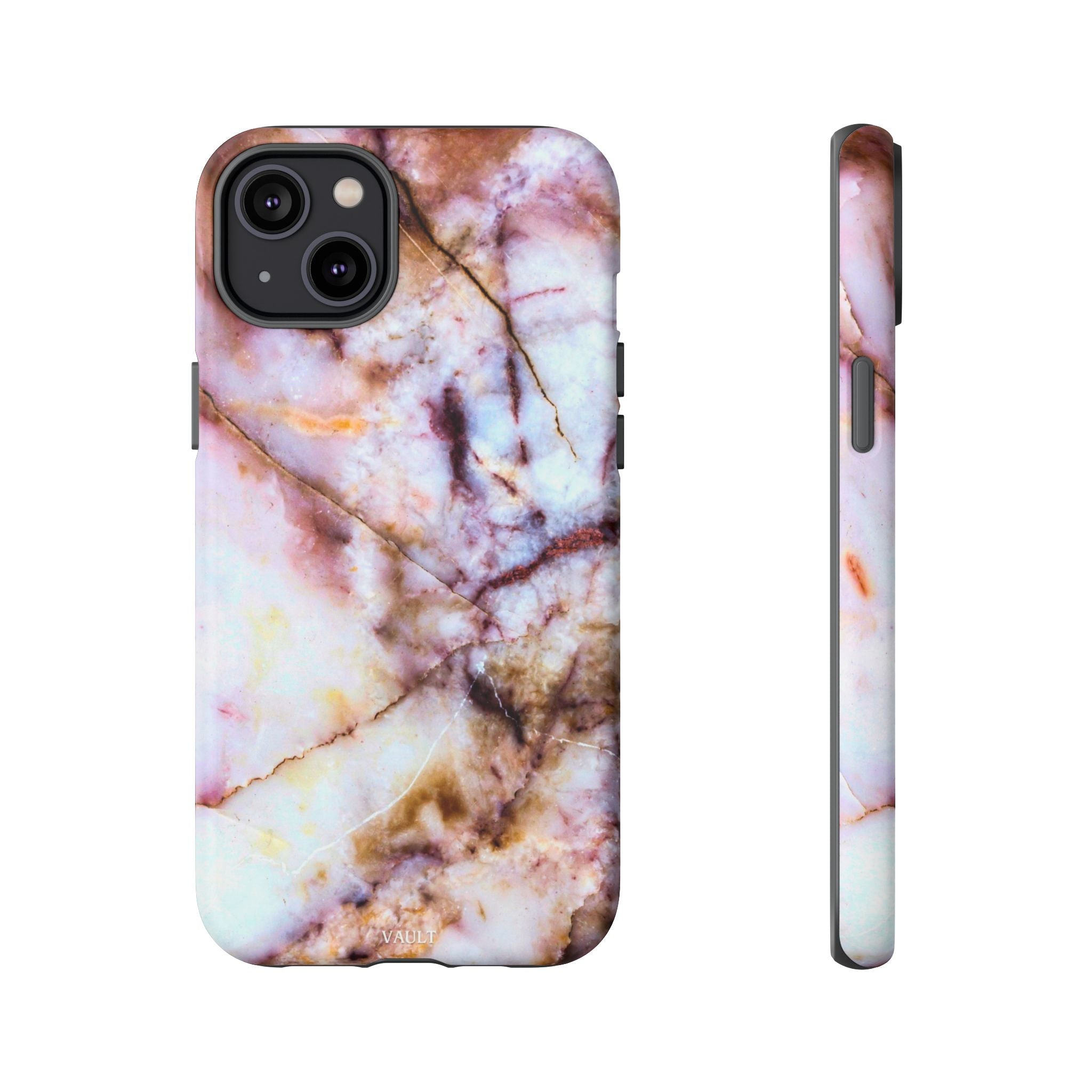 Marble Vein Tough Phone Case — Pink Quartz Protective Cover