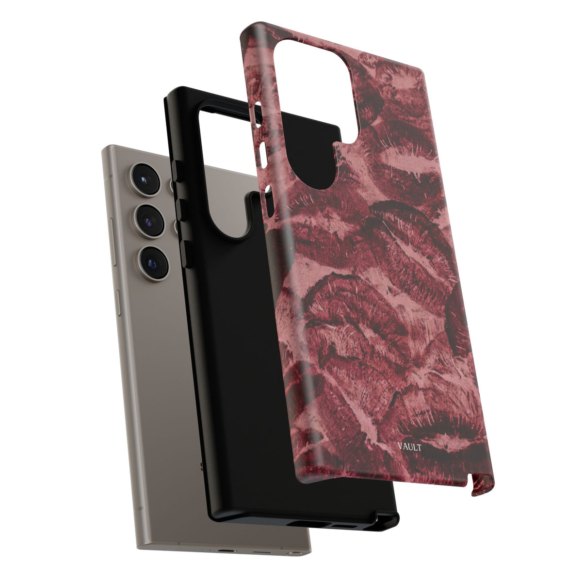 Kiss Print Phone Case – Burgundy Lip Pattern Protective Phone Cover