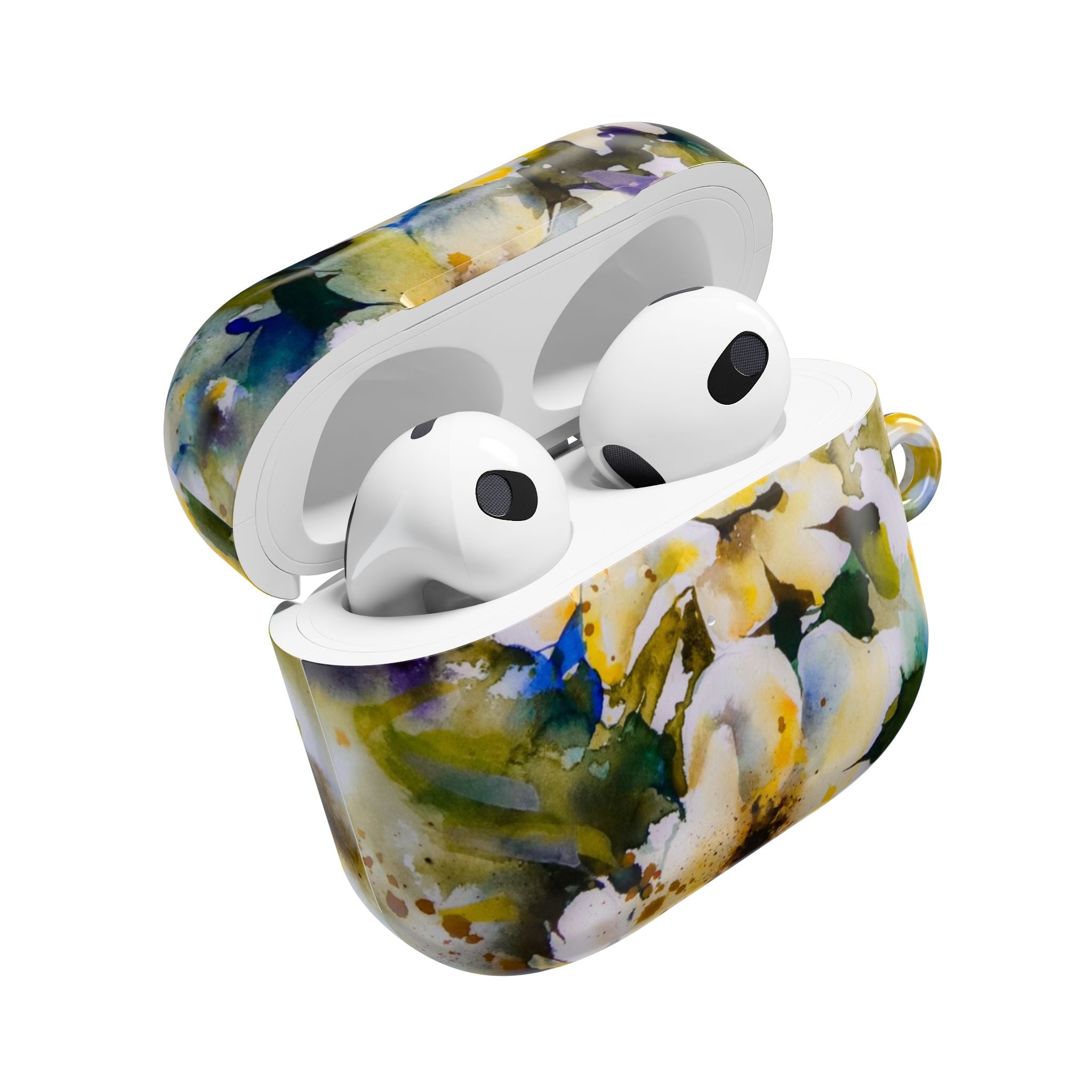 Floral Watercolor AirPod Case — White & Yellow Blossom Protective Cover