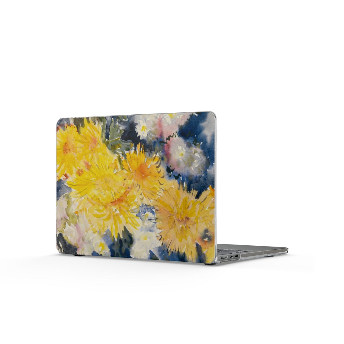 Clear MacBook Case — Watercolor Yellow Chrysanthemums Floral Laptop Cover