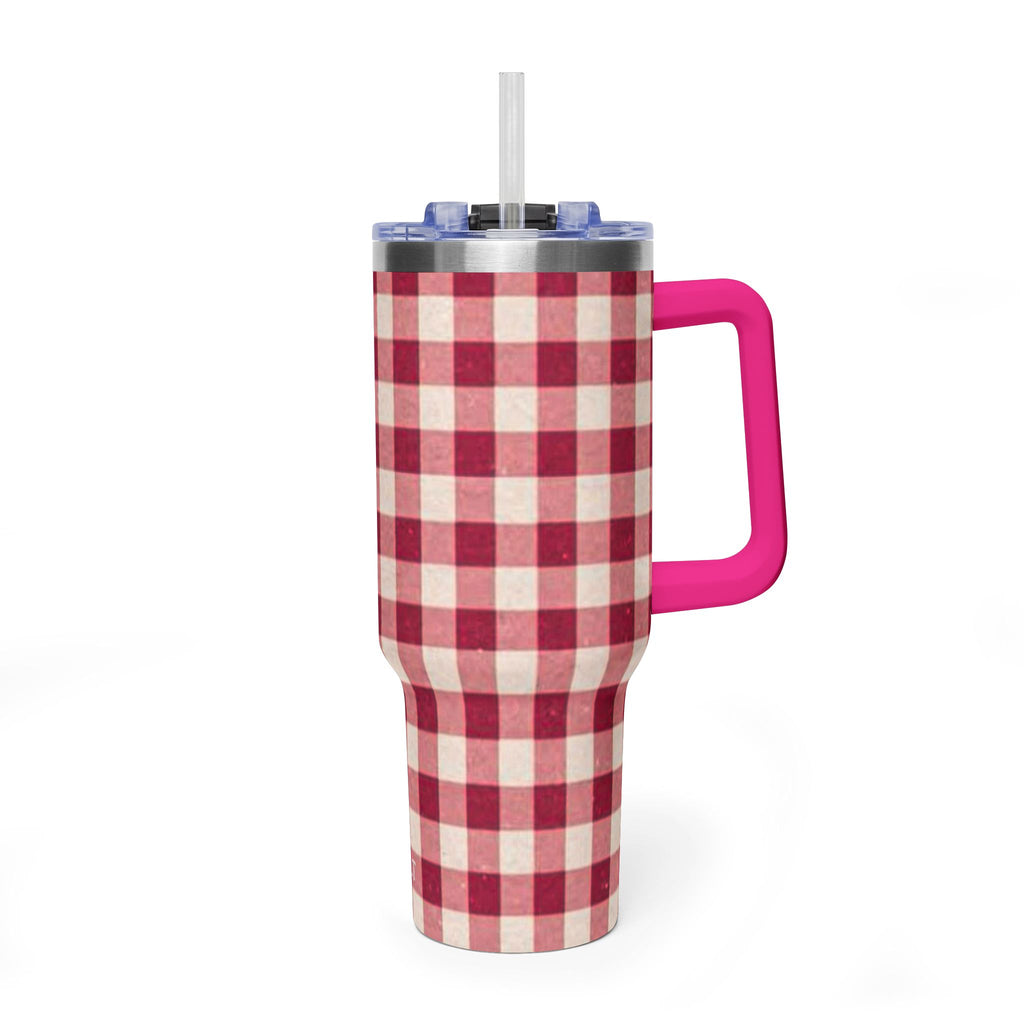 40oz Vacuum Tumbler — Red Buffalo Plaid Insulated Travel Mug