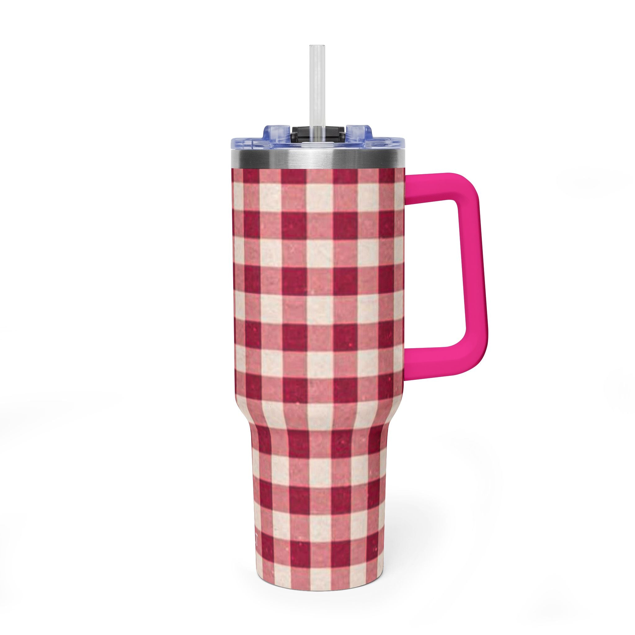 40oz Vacuum Tumbler — Red Buffalo Plaid Insulated Travel Mug