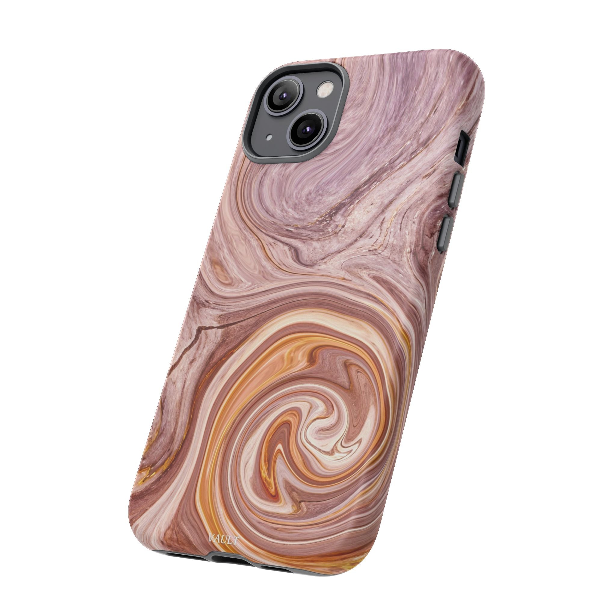 Marble Swirl Phone Case — Pink & Gold Abstract Tough Case