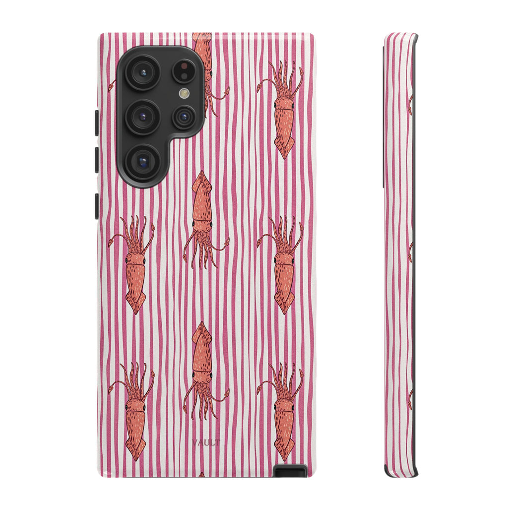 Squid Stripe Phone Case — Pink Nautical Sea Creature Pattern