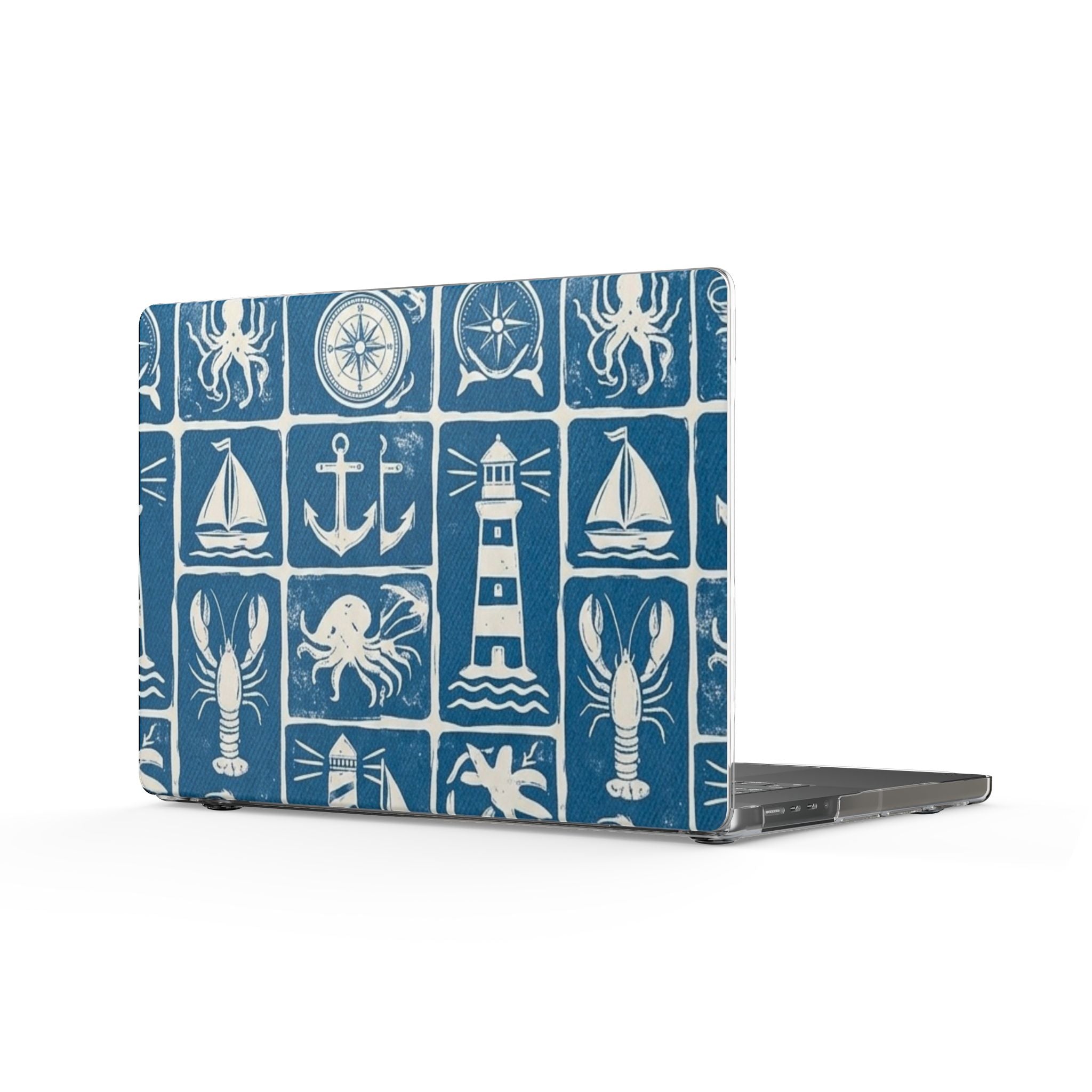 Nautical MacBook Case — Lighthouse, Anchor & Sea Creatures Design