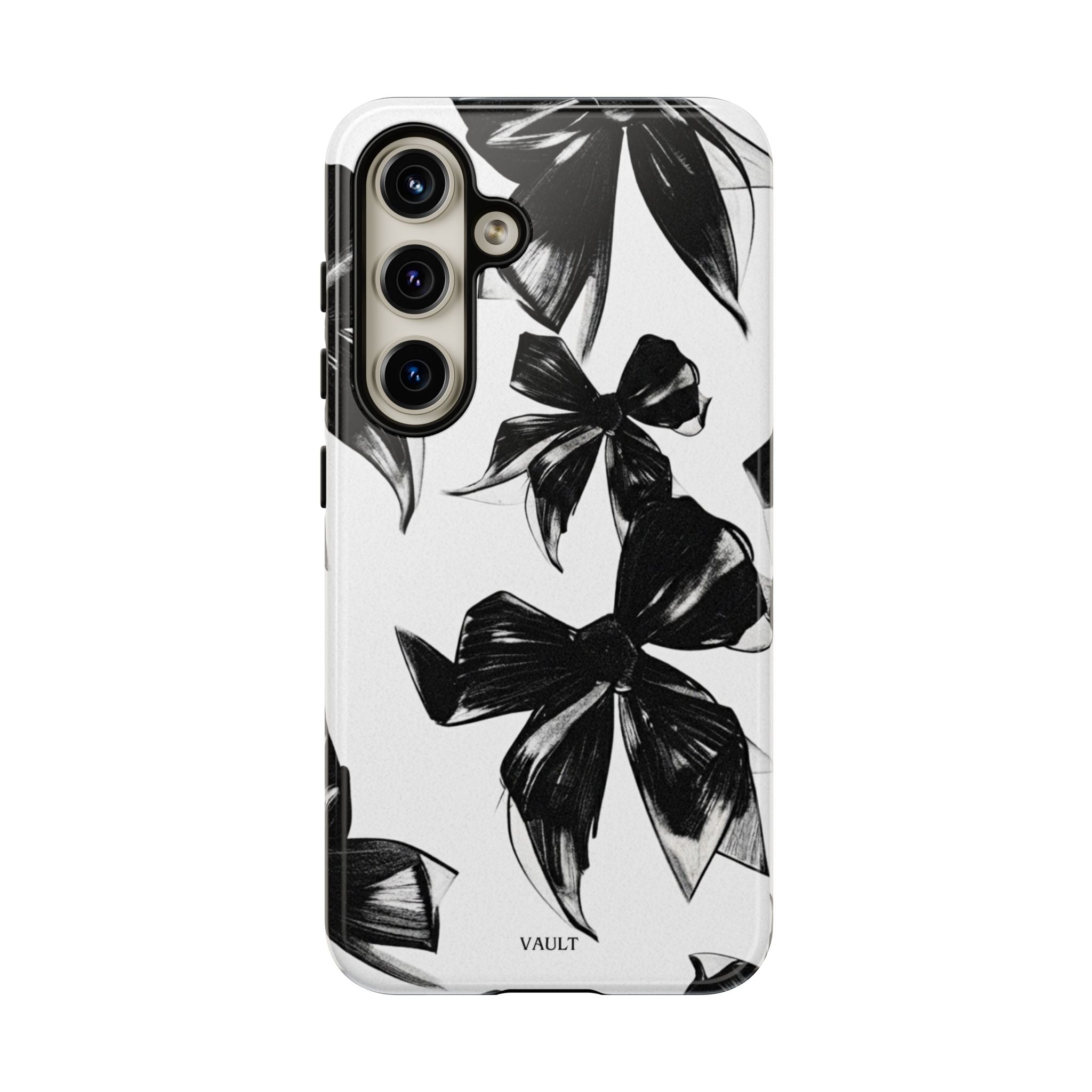 Floral Brushstroke Phone Case — Black & White Botanical Tough Case