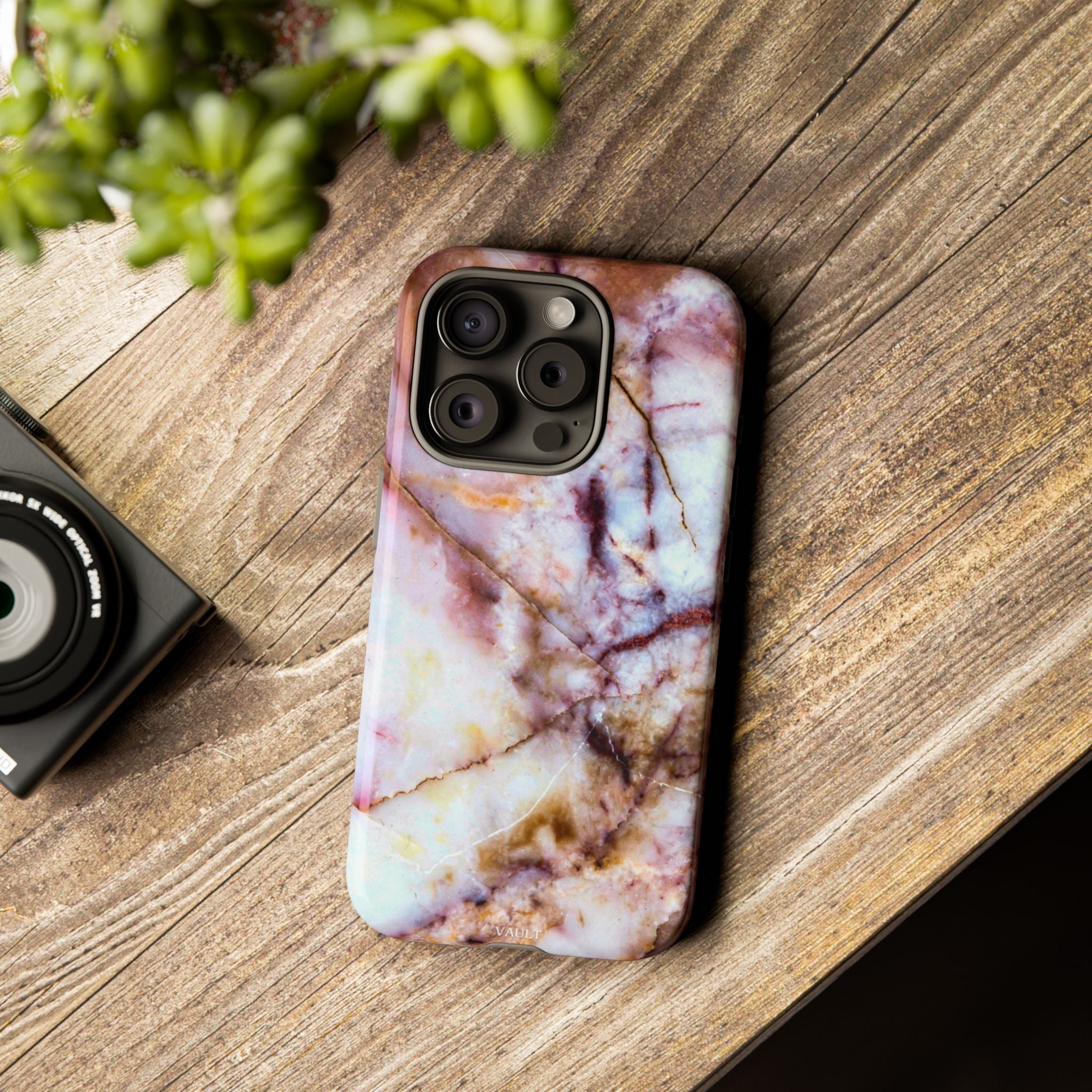Marble Vein Tough Phone Case — Pink Quartz Protective Cover