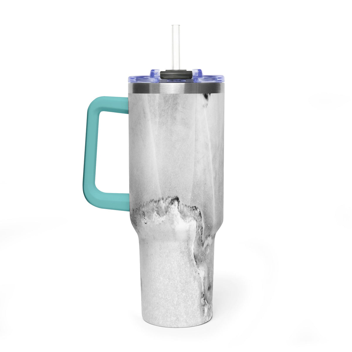 40oz Marble Vacuum Tumbler — Insulated Travel Mug with Handle