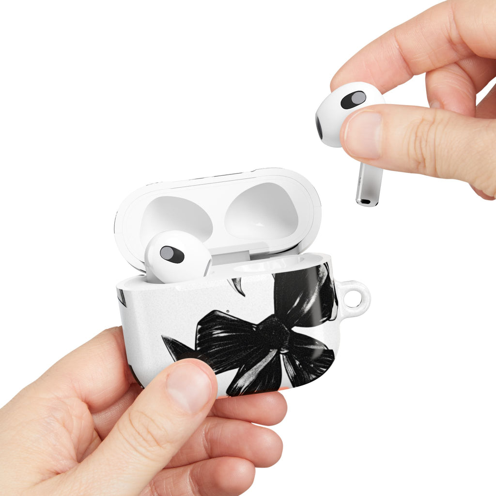 Floral Noir AirPod Case — Black & White Botanical Protective Cover