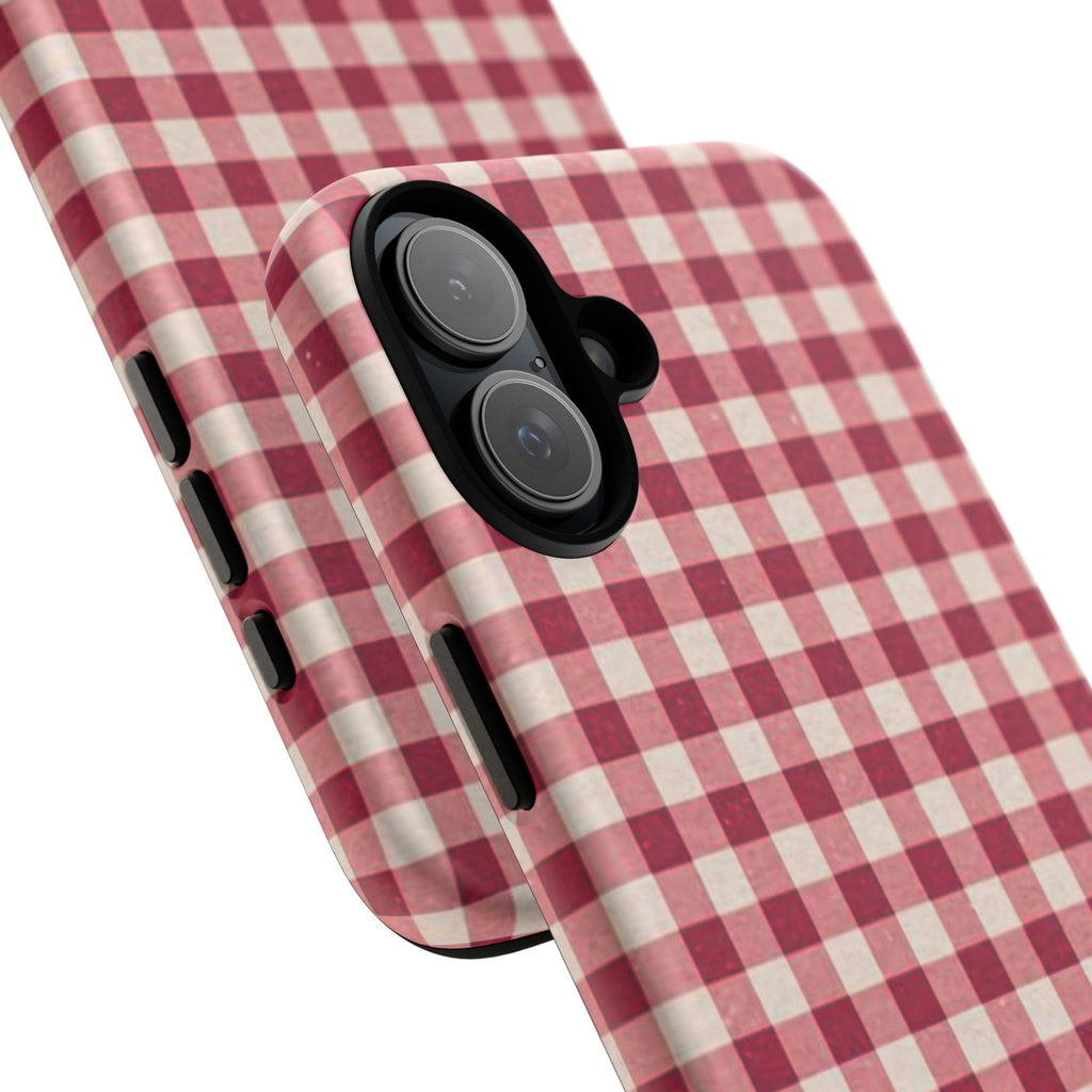 Gingham Phone Case — Red Plaid Tough Case