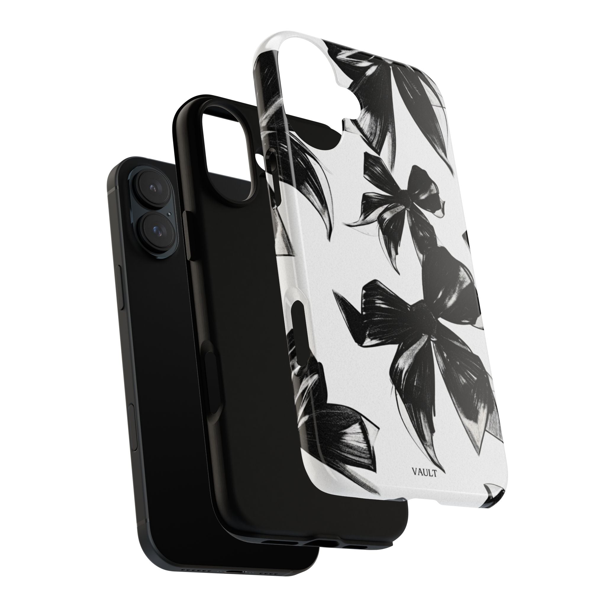 Floral Brushstroke Phone Case — Black & White Botanical Tough Case