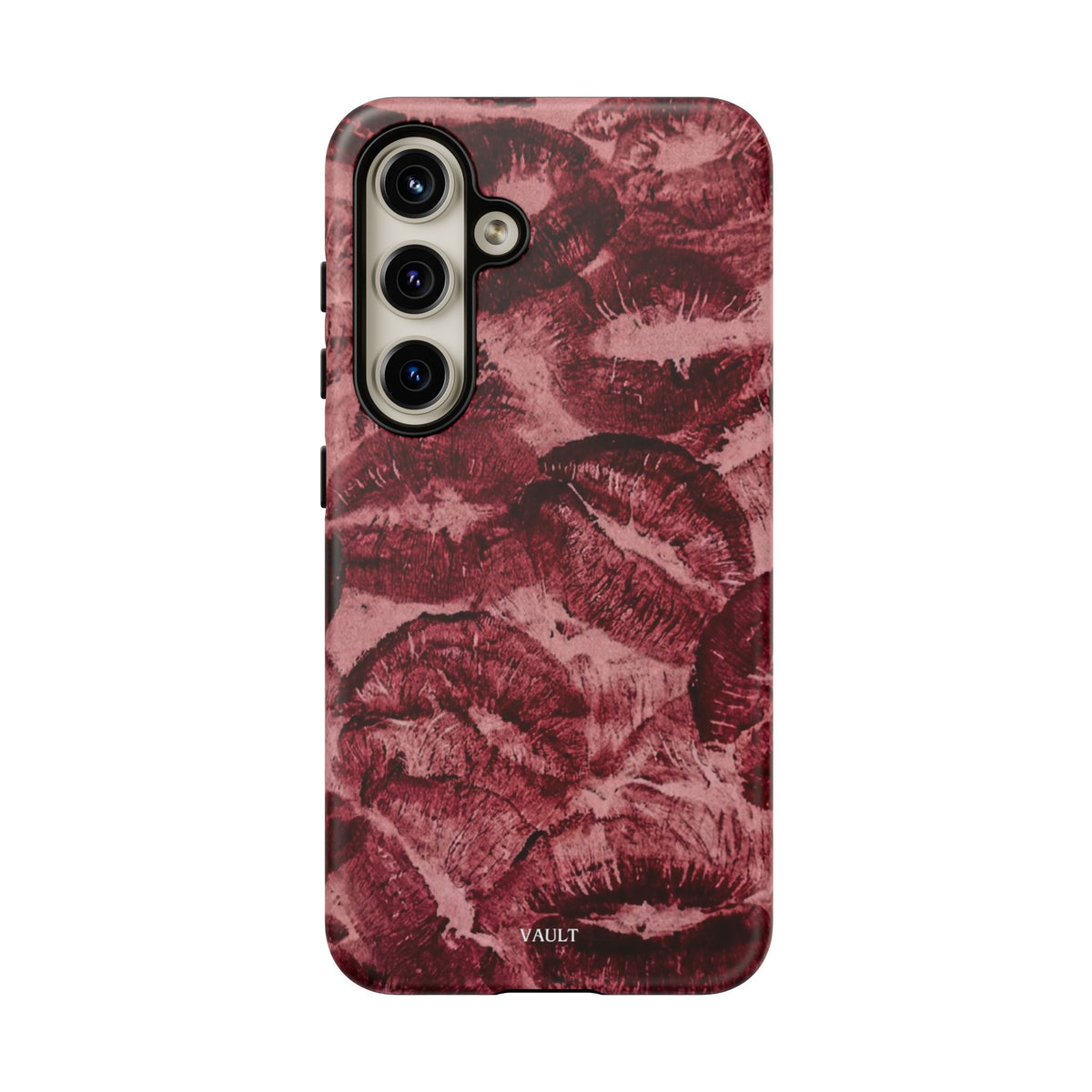 Kiss Print Phone Case – Burgundy Lip Pattern Protective Phone Cover