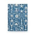 Nautical Icons Hardcover Journal — Compass, Lighthouse & Sea Life Pattern