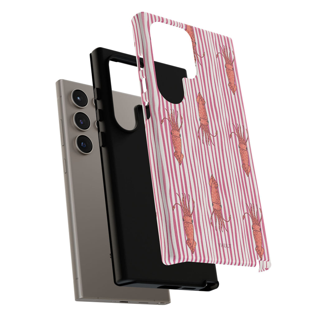 Squid Stripe Phone Case — Pink Nautical Sea Creature Pattern