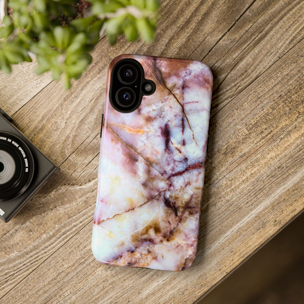 Marble Vein Tough Phone Case — Pink Quartz Protective Cover