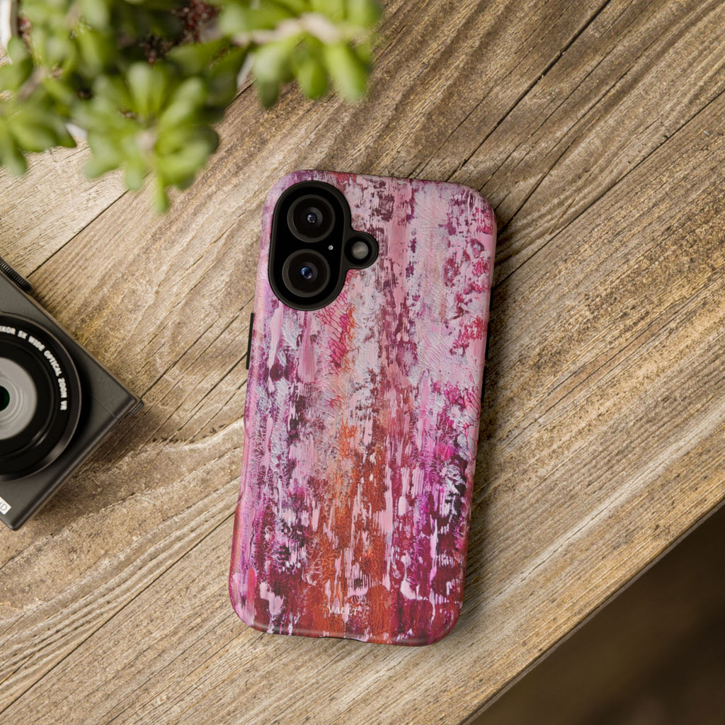 Pink Abstract Art Tough Phone Case — Protective Artistic Phone Cover