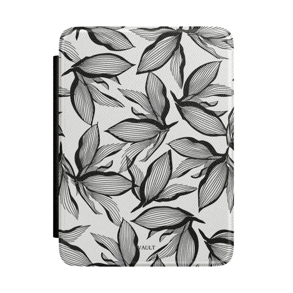 Floral Leaf Kindle Case — Monochrome Botanical eReader Cover