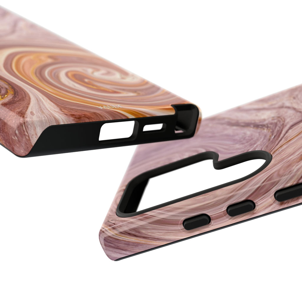 Marble Swirl Phone Case — Pink & Gold Abstract Tough Case