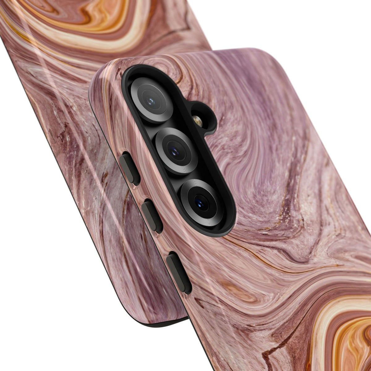 Marble Swirl Phone Case — Pink & Gold Abstract Tough Case