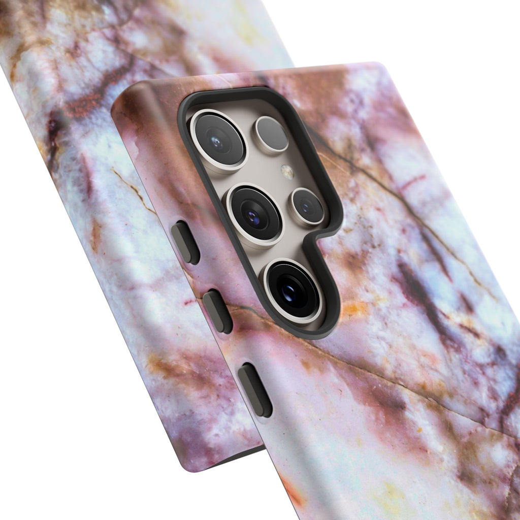 Marble Vein Tough Phone Case — Pink Quartz Protective Cover
