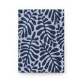 Botanical Leaves Hardcover Journal — Matte Blue Fern Pattern Notebook