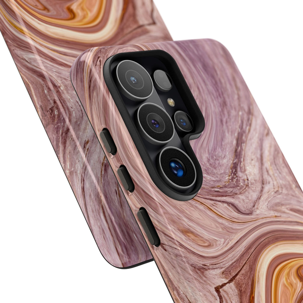 Marble Swirl Phone Case — Pink & Gold Abstract Tough Case