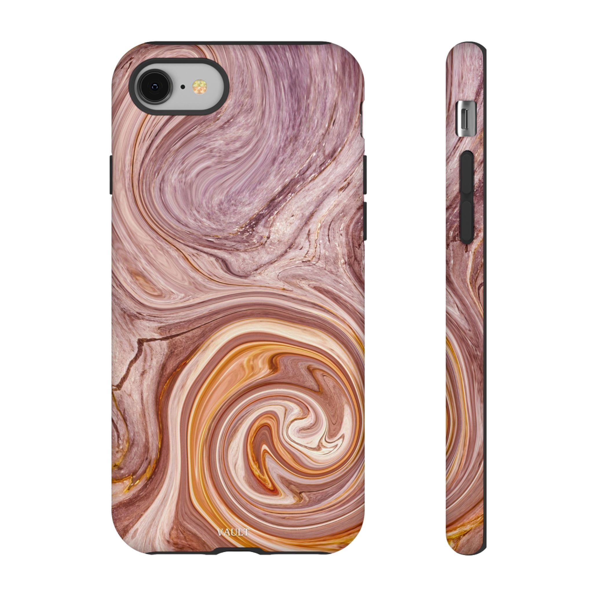 Marble Swirl Phone Case — Pink & Gold Abstract Tough Case