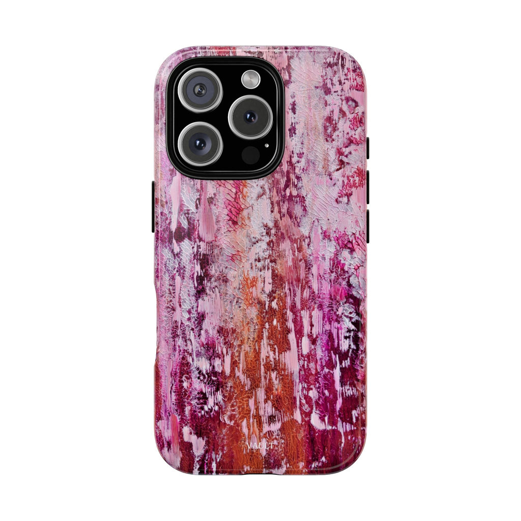 Pink Abstract Art Tough Phone Case — Protective Artistic Phone Cover