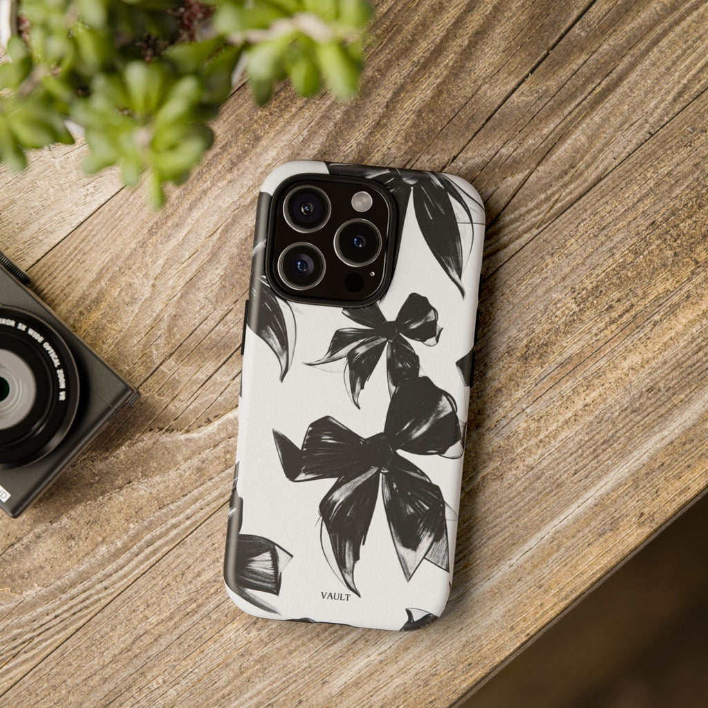 Floral Brushstroke Phone Case — Black & White Botanical Tough Case