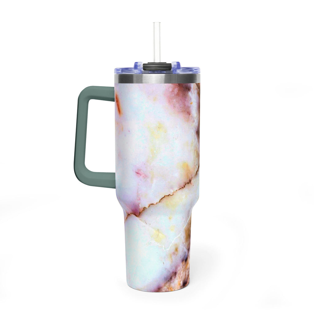 40oz Marble Rose Quartz Vacuum Tumbler – Insulated Travel Mug