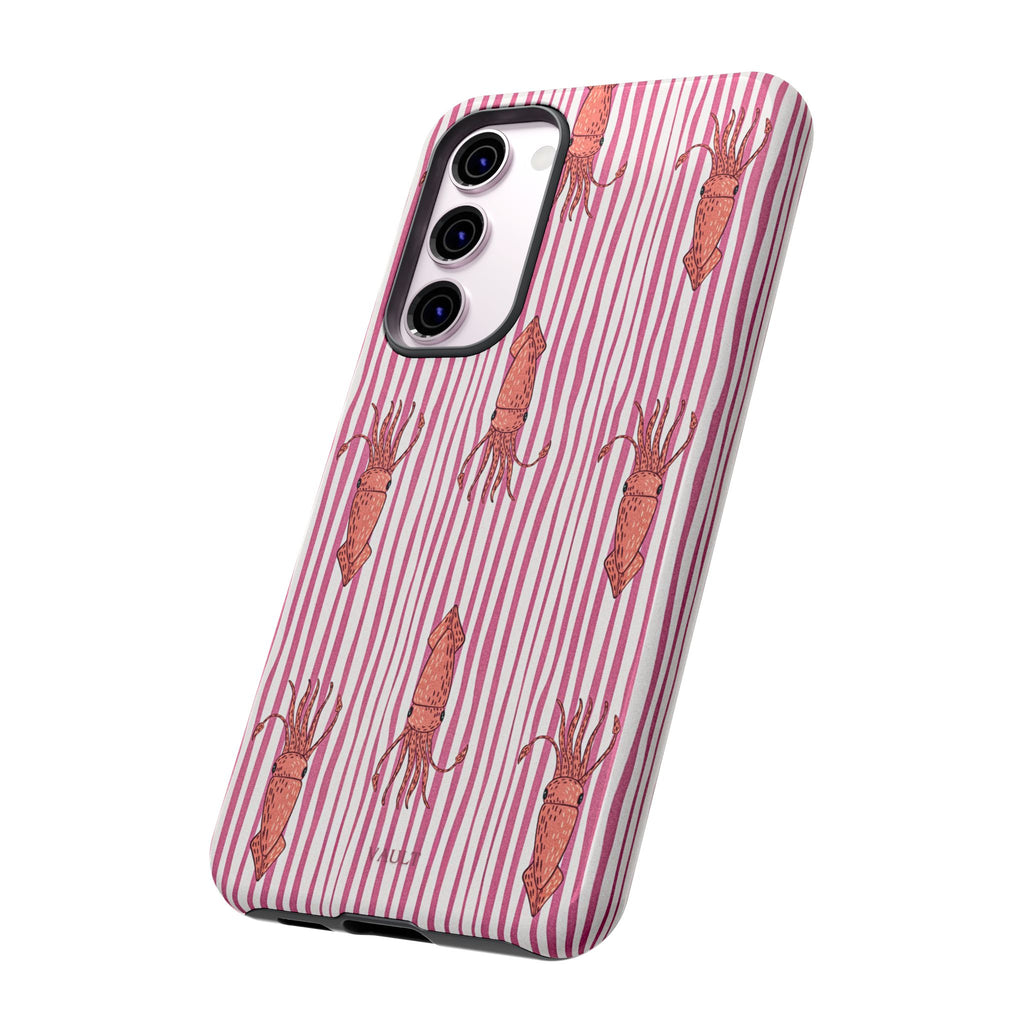 Squid Stripe Phone Case — Pink Nautical Sea Creature Pattern